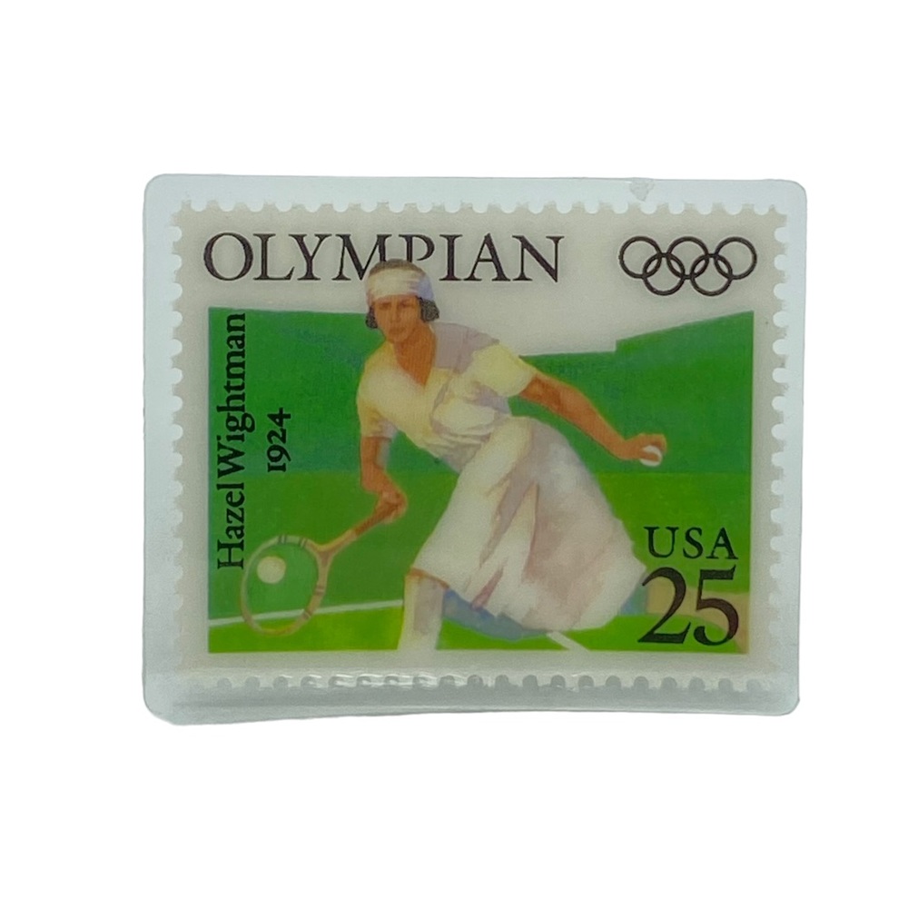 Vintage USPS Laminated Stamp Olympian Hazel Wightman 1924 USA 25 Pin